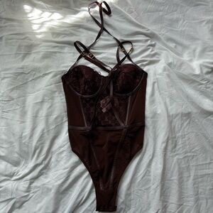 Victoria's Secret Dark Brown Lace Bodysuit